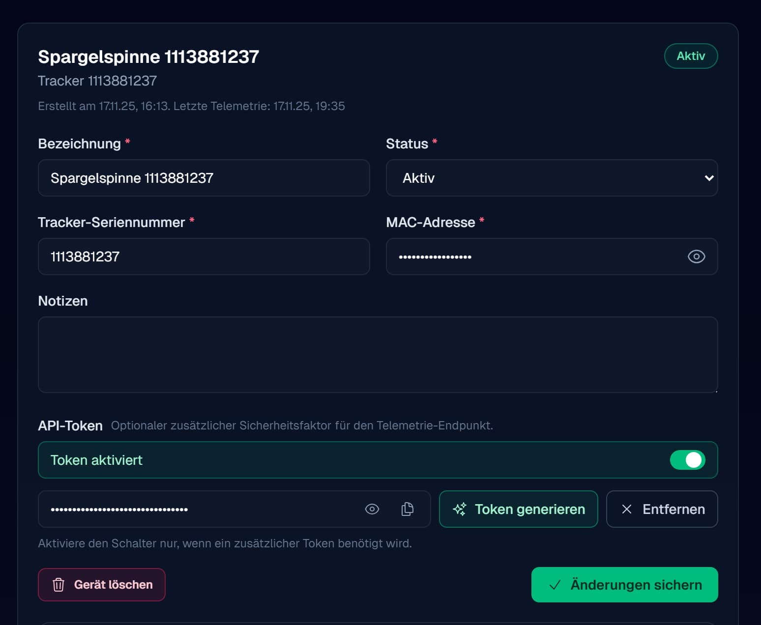 Screenshot: Geräteverwaltung