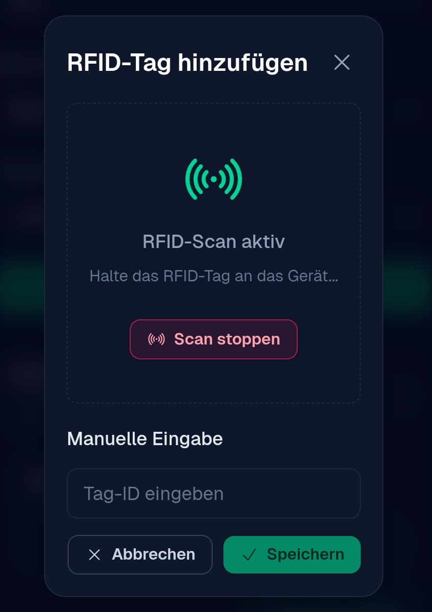 Screenshot: RFID-Scan