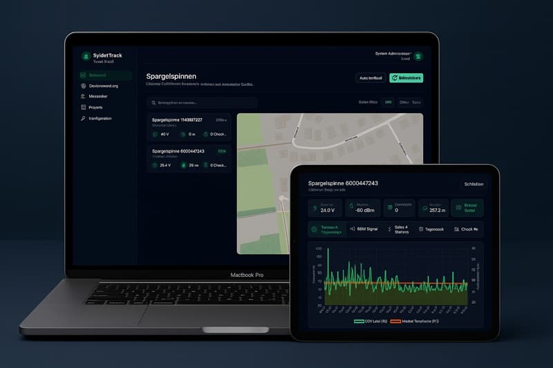 SpiderTrack Dashboard auf Laptop und Tablet